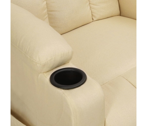 Sillón reclinable eléctrico de tela crema