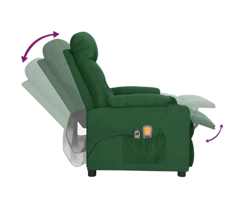 Sillón de masaje eléctrico tela verde oscuro