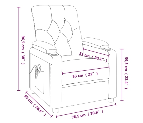 Sillón reclinable eléctrico tela gris claro