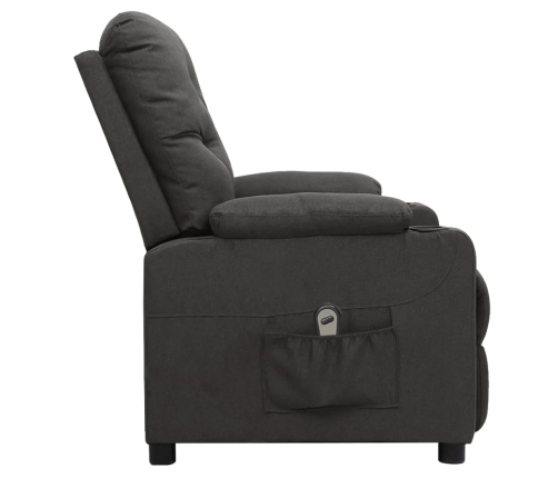 Sillón reclinable eléctrico de tela gris oscuro