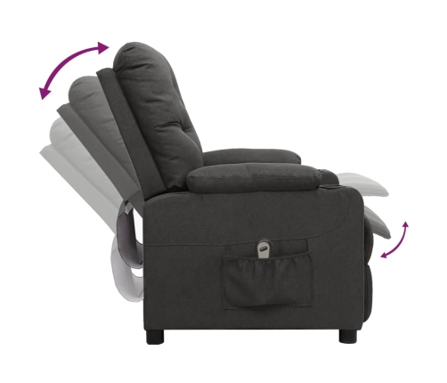 Sillón reclinable eléctrico de tela gris oscuro