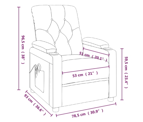 Sillón reclinable eléctrico de tela negro