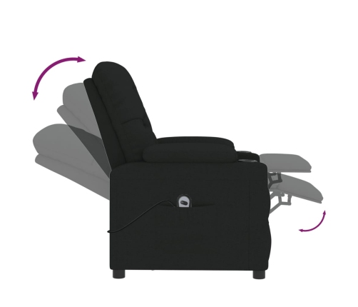 Sillón reclinable eléctrico de tela negro