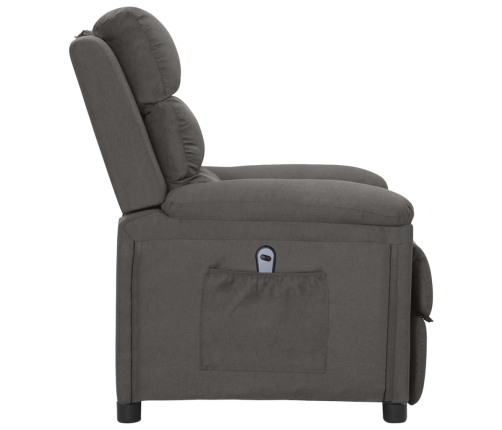 Sillón reclinable eléctrico de tela gris oscuro