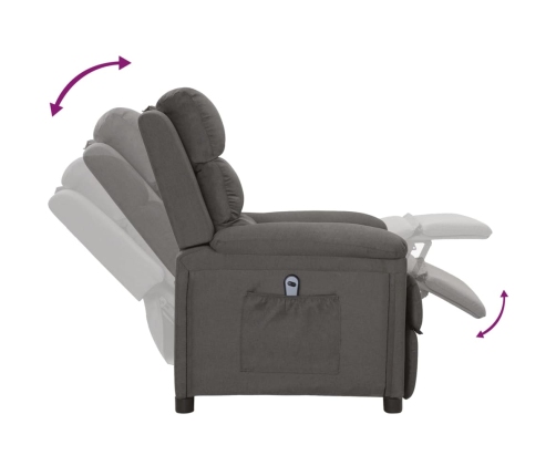 Sillón reclinable eléctrico de tela gris oscuro