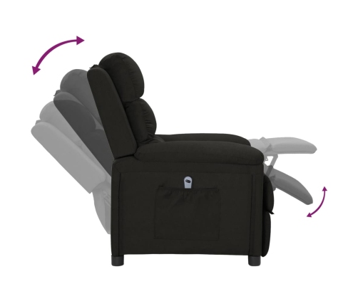 Sillón reclinable eléctrico de tela negro