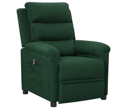 Sillón reclinable eléctrico tela verde oscuro