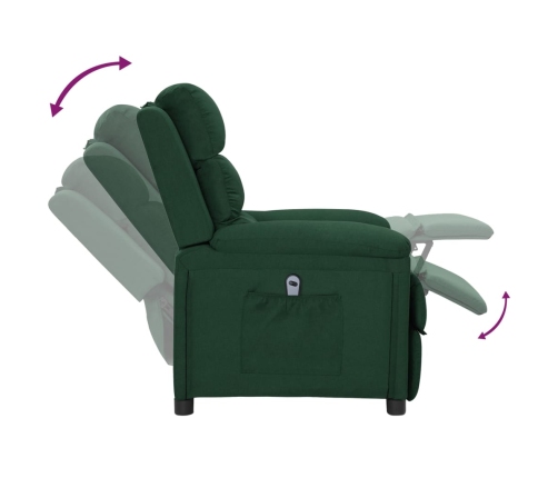 Sillón reclinable eléctrico tela verde oscuro