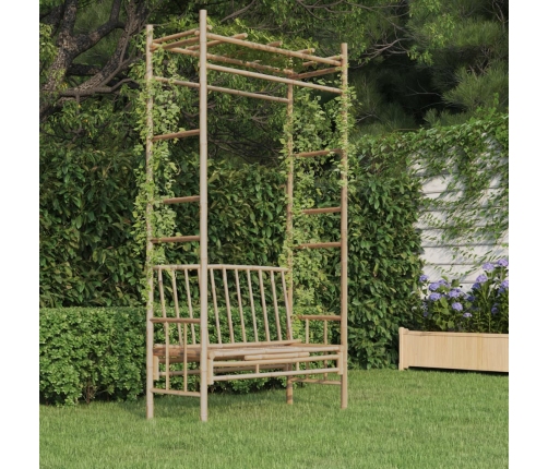 Banco de jardín con pérgola bambú 116 cm