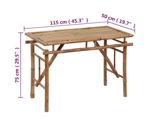 Mesa plegable de jardín de bambú 115x50x75 cm