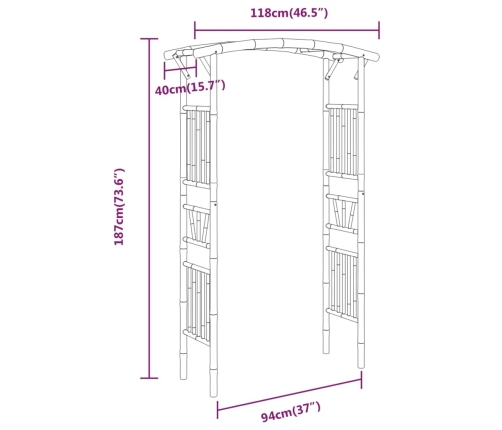 Arco para rosas de bambú 118x40x187 cm