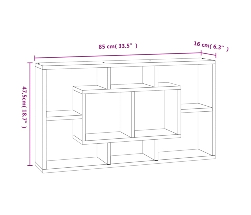 Estantería de pared con 8 compartimentos negro