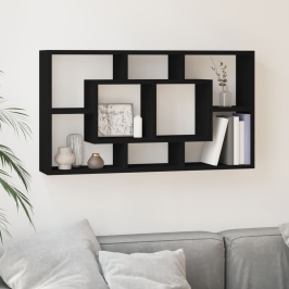 Estantería de pared con 8 compartimentos negro