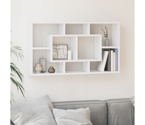 Estantería de pared con 8 compartimentos blanco brillante