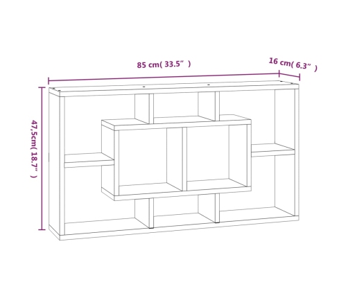 Estantería de pared con 8 compartimentos roble marrón