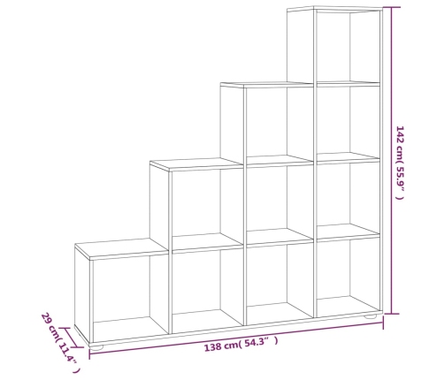 Estantería forma de escalera madera contrachapada negro 142 cm