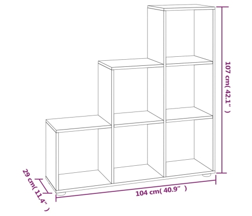 vidaXL Estantería forma de escalera madera contrachapada blanco brillo