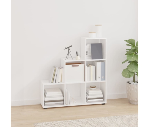 vidaXL Estantería forma de escalera madera contrachapada blanco brillo