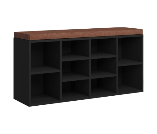 Banco zapatero de madera contrachapada negro 103x30x48 cm