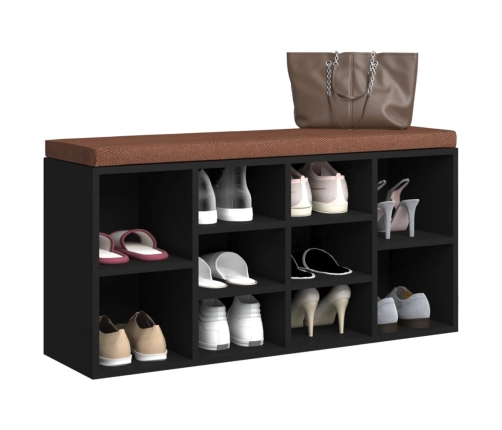 Banco zapatero de madera contrachapada negro 103x30x48 cm