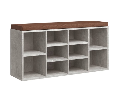 Banco zapatero madera contrachapada gris hormigón 103x30x48 cm