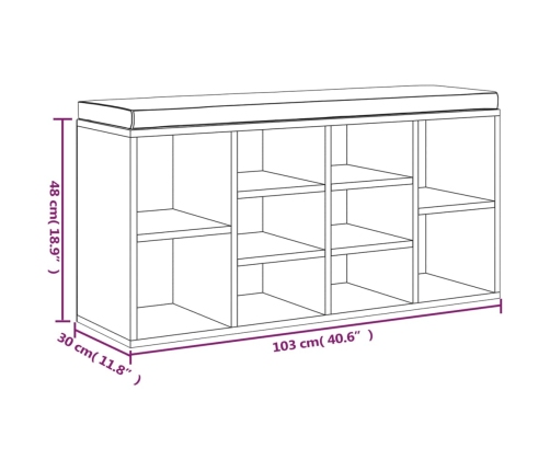 Banco zapatero madera contrachapada gris hormigón 103x30x48 cm