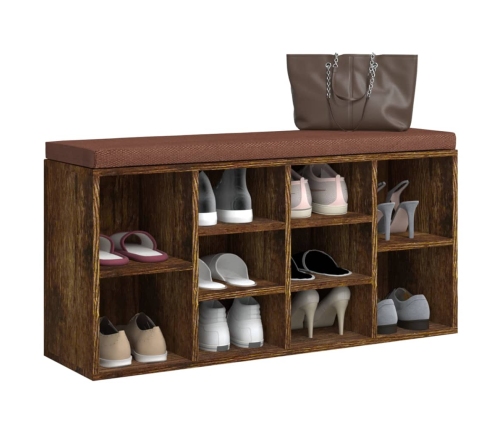 Banco zapatero madera contrachapada roble ahumado 103x30x48 cm