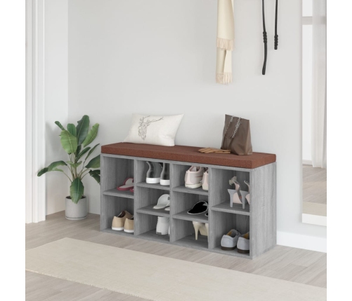 Banco zapatero madera contrachapada gris Sonoma 103x30x48 cm