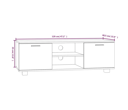 Mueble para TV madera contrachapada negro 120x40,5x35 cm