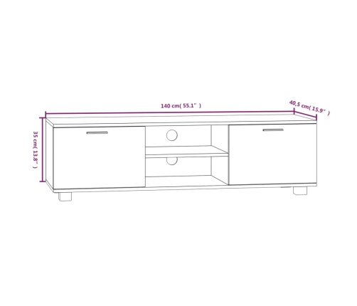 Mueble para TV madera contrachapada blanco 120x40,5x35 cm