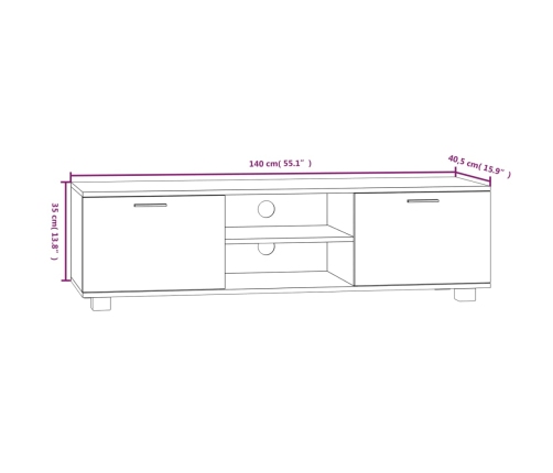 Mueble para TV madera contrachapada roble ahumado 140x40,5x35cm