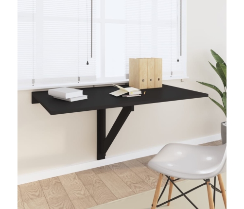 Mesa de pared plegable madera contrachapada negra 100x60x56 cm