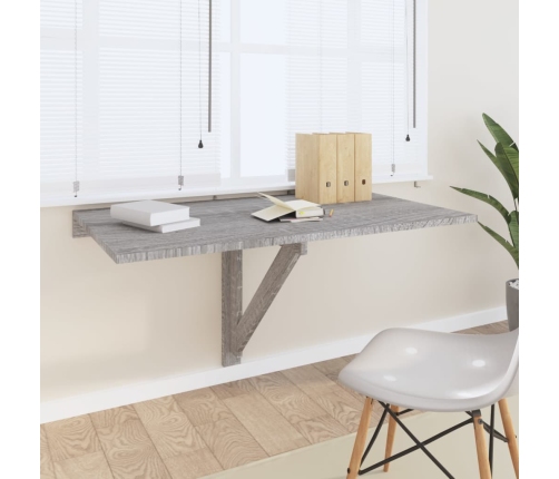 Mesa de pared plegable contrachapada gris Sonoma 100x60x56 cm