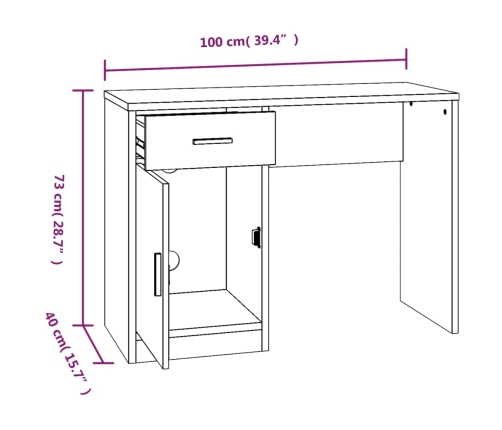 Escritorio con cajón y armario contrachapada 100x40x73 cm