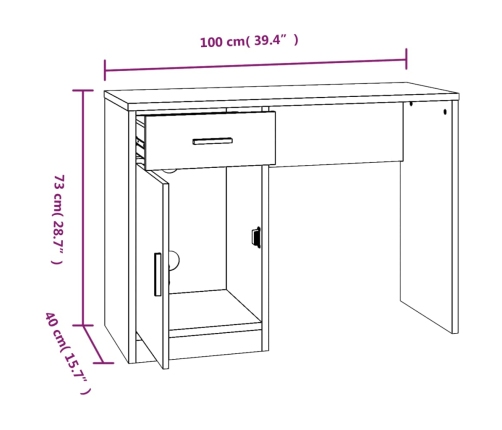 Escritorio con cajón y armario contrachapada 100x40x73 cm