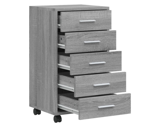 Cajonera con ruedas madera contrachapada gris Sonoma