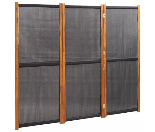 Biombo divisor de 3 paneles negro 210x180 cm