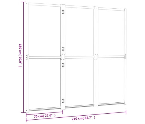 Biombo divisor de 3 paneles negro 210x180 cm