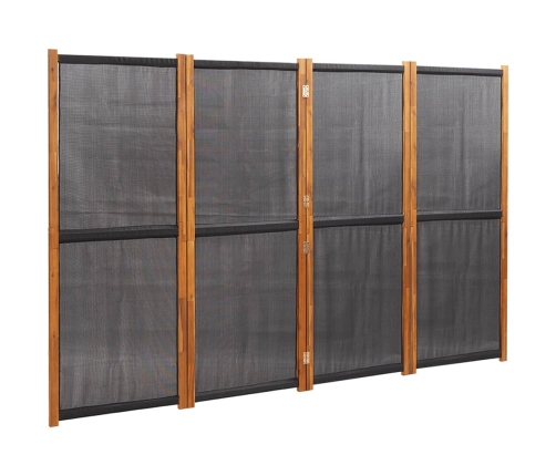 Biombo divisor de 4 paneles negro 280x180 cm