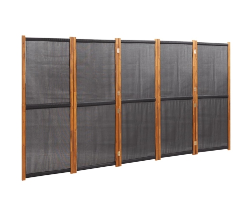 Biombo divisor de 5 paneles negro 350x180 cm