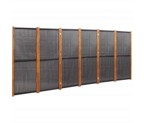 Biombo divisor de 6 paneles negro 420x180 cm