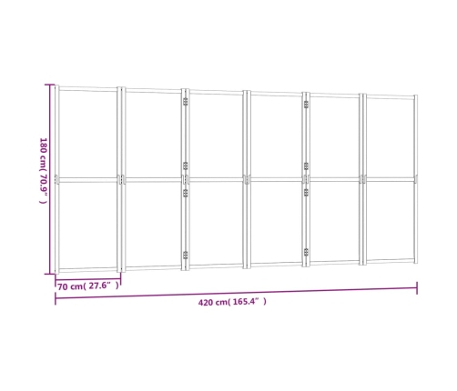 Biombo divisor de 6 paneles negro 420x180 cm