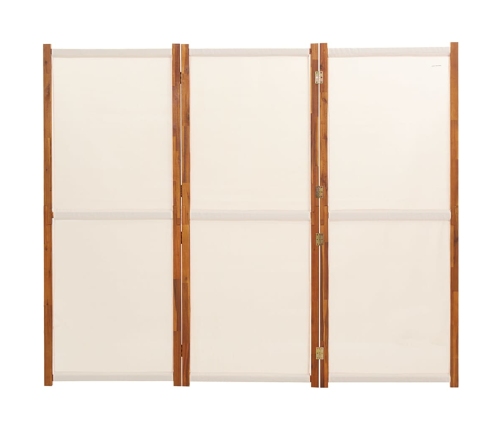 Biombo divisor de 3 paneles blanco crema 210x180 cm