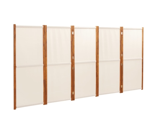 Biombo divisor de 5 paneles blanco crema 350x180 cm