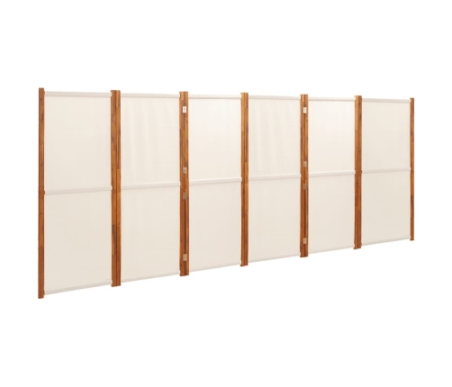 Biombo divisor de 6 paneles blanco crema 420x180 cm