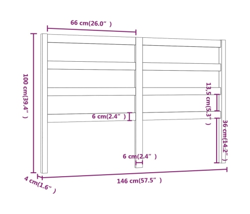 vidaXL Cabecero de cama madera maciza de pino 146x4x100 cm