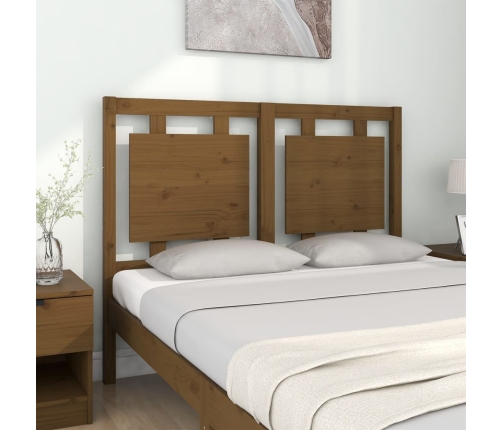 Cabecero de cama madera maciza pino marrón miel 125,5x4x100 cm