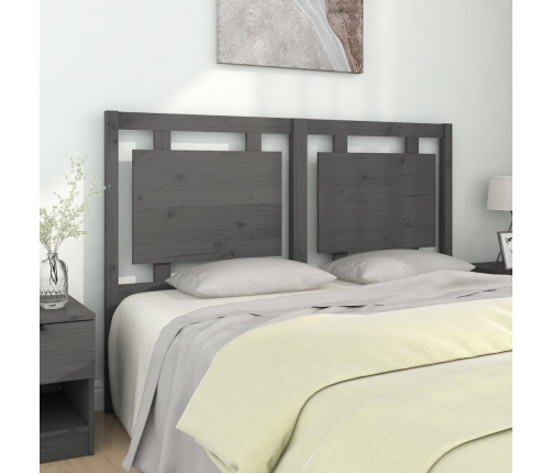 Cabecero de cama madera maciza de pino gris 145,5x4x100 cm