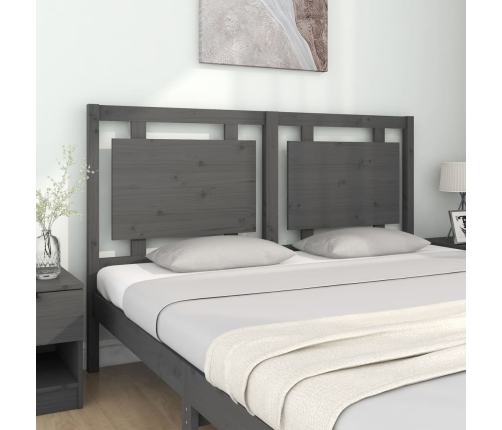 vidaXL Cabecero de cama madera maciza de pino gris 155,5x4x100 cm