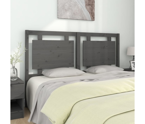 vidaXL Cabecero de cama madera maciza de pino gris 155,5x4x100 cm